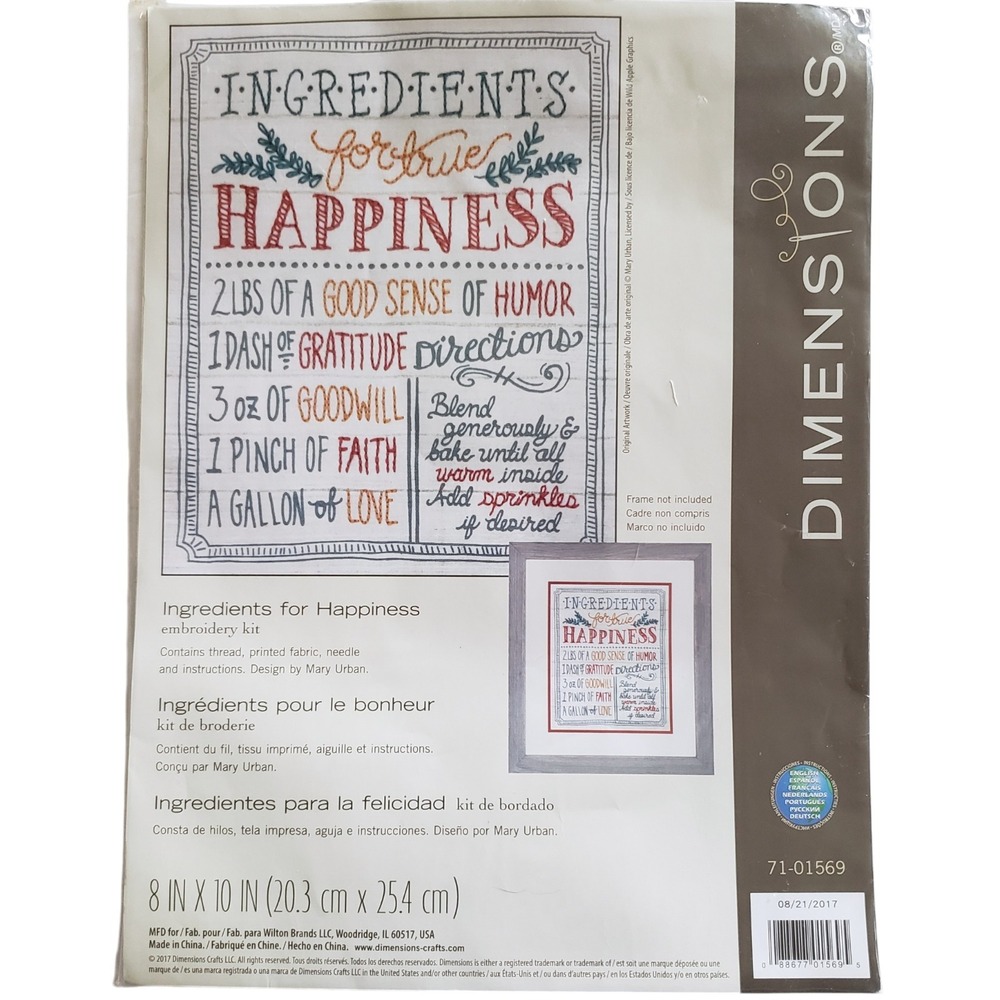 Dimensions Ingredients for Happiness Sampler Recipe Embroidery Kit 71-01569